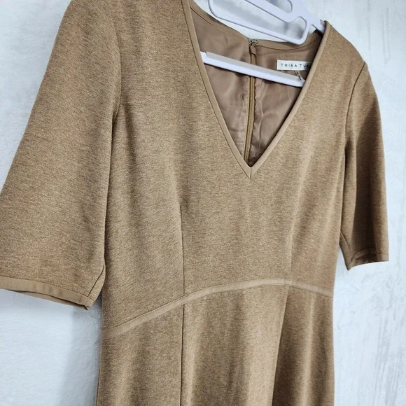 Trina Turk Heather Camel V-Neck Sheath Dress Size 6 Professional Workwear NWT